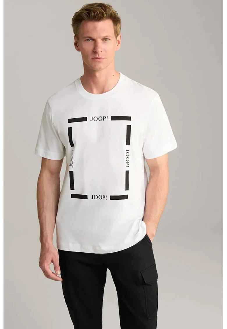 Tricou casual cu detaliu frontal tip logo, Alb