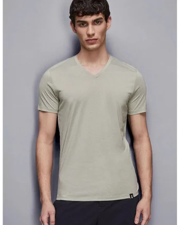 Tricou regular fit cu guler in V, Verde
