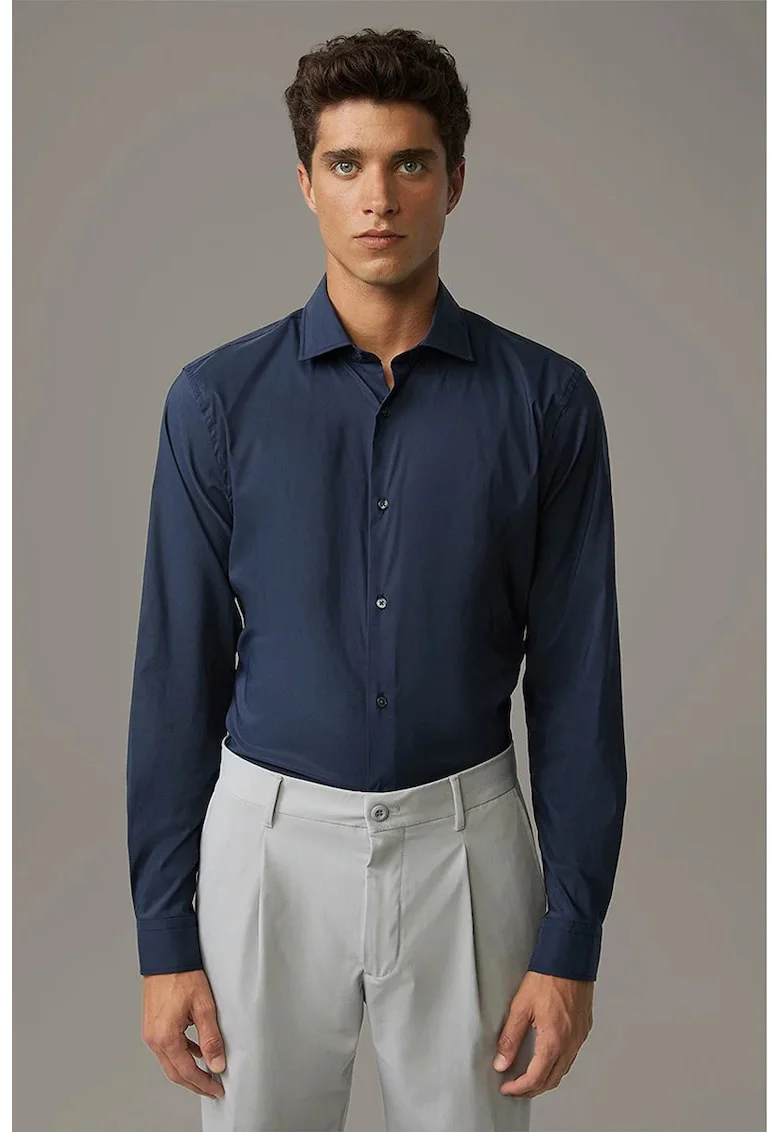 Cămașă asimetrică regular fit, Bleumarin