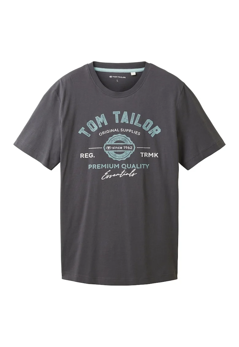 Tricou din bumbac cu imprimeu logo, Gri