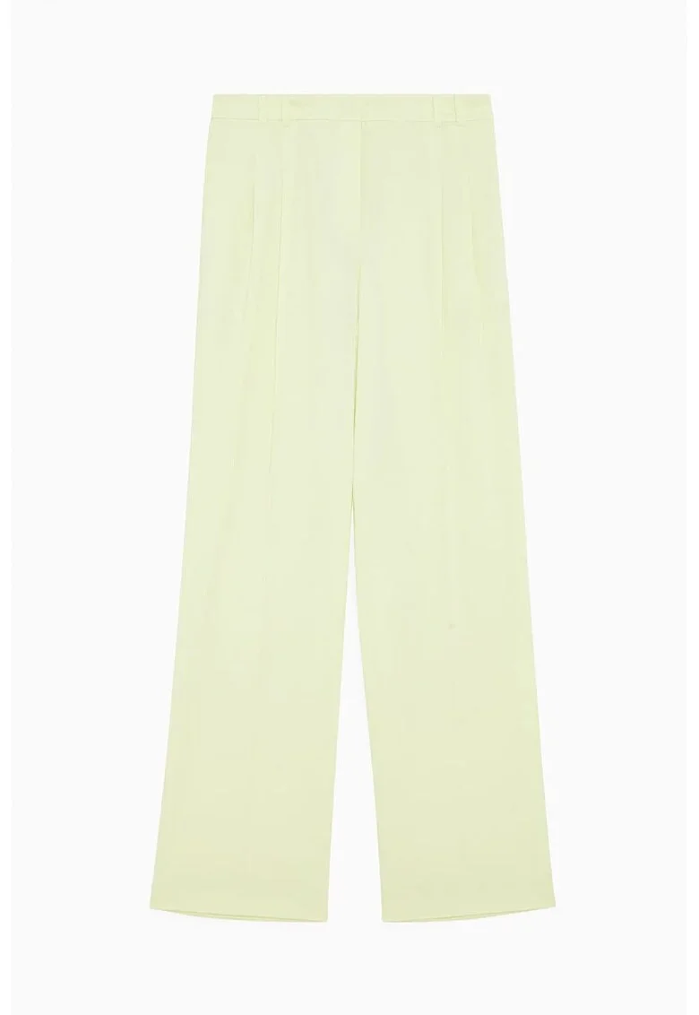 ,Pantaloni largi, cu talie înaltă, Verde deschis