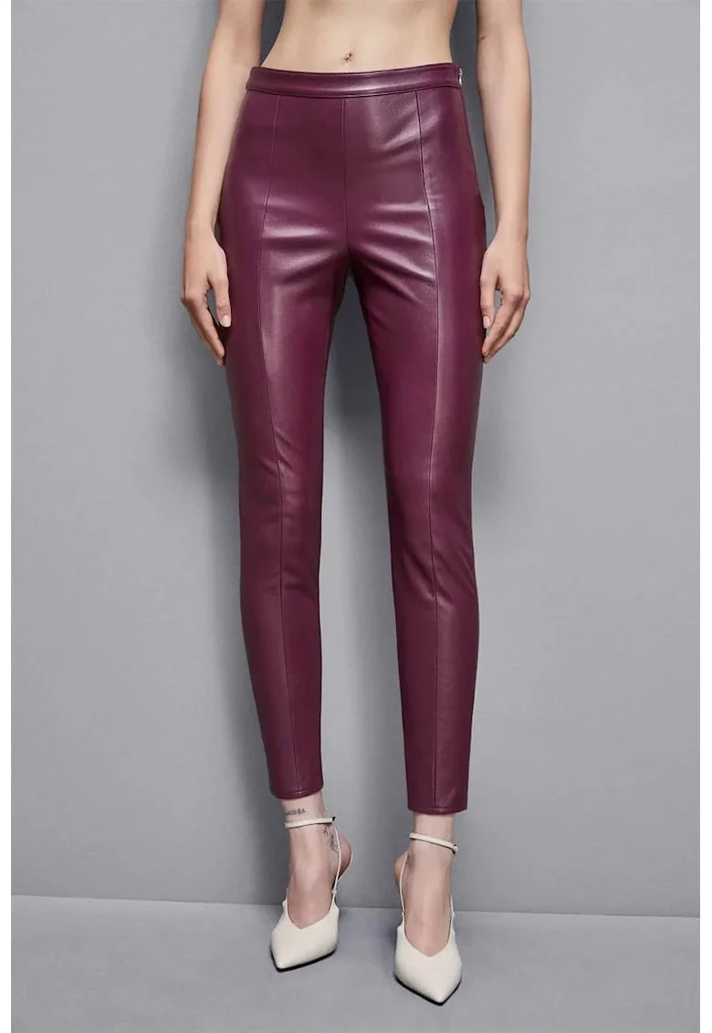 ,Pantaloni skinny cu închidere prin fermoar PP1, Negru