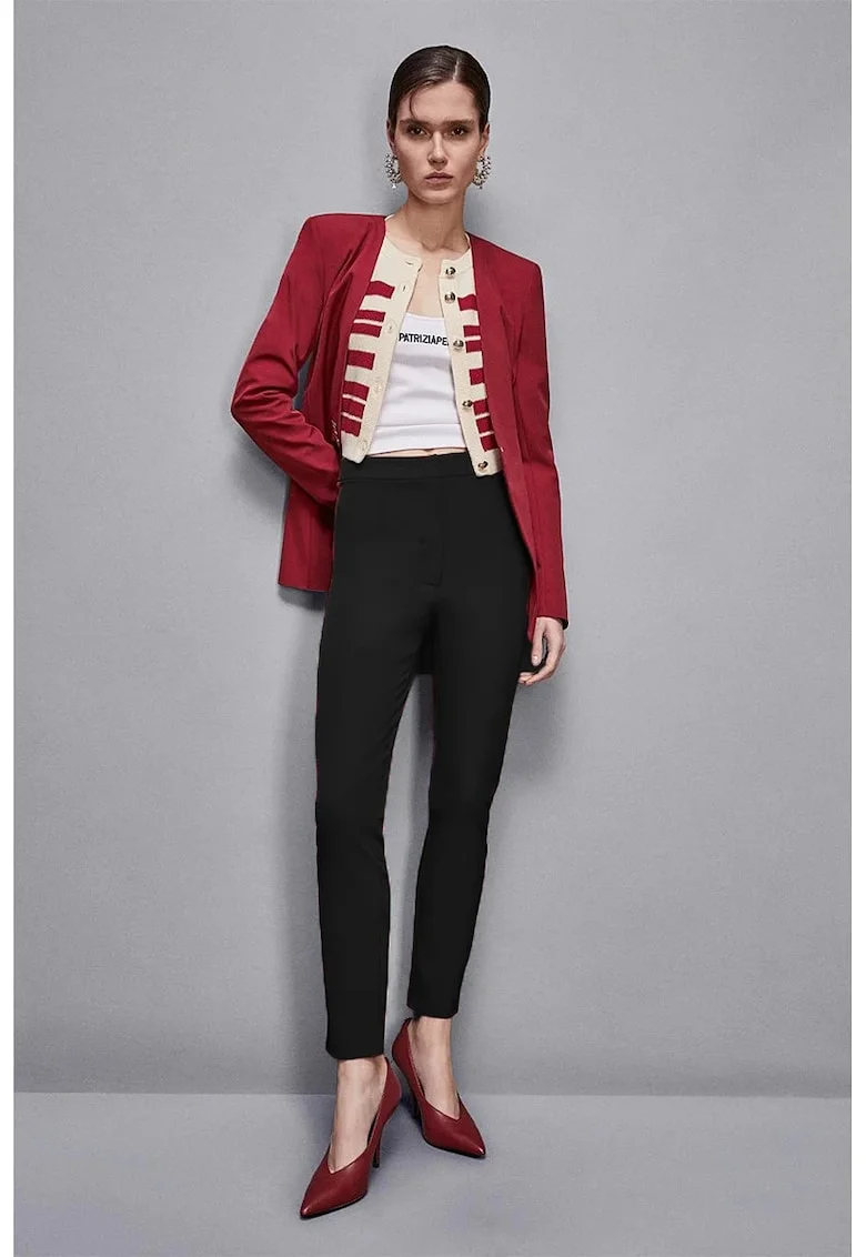 ,Pantaloni tip creion cu talie medie, Negru