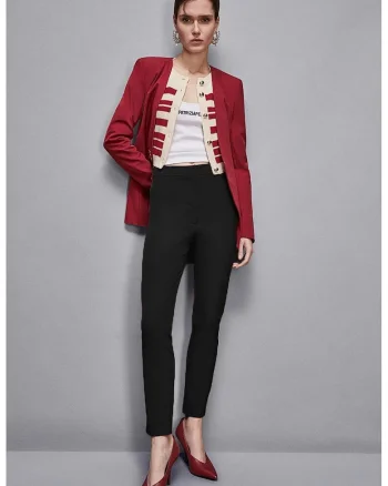 ,Pantaloni tip creion cu talie medie, Negru