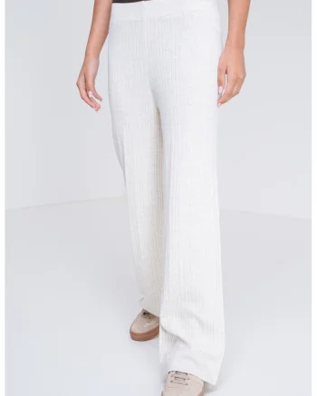 Pantaloni tricotati fin, Crem