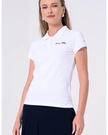 Tricou polo din amestec de bumbac cu logo, Alb