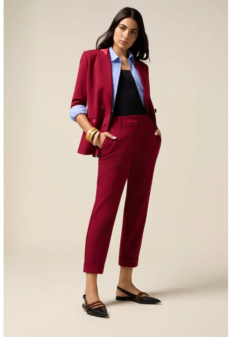 Pantaloni eleganti trei sferturi, Rosu inchis