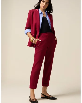 Pantaloni eleganti trei sferturi, Rosu inchis