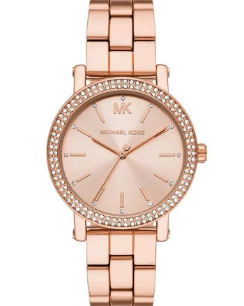 Ceas quartz cu cristale Corey, Auriu rose