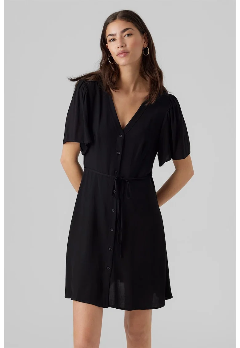 Rochie mini cu decolteu in V, Negru