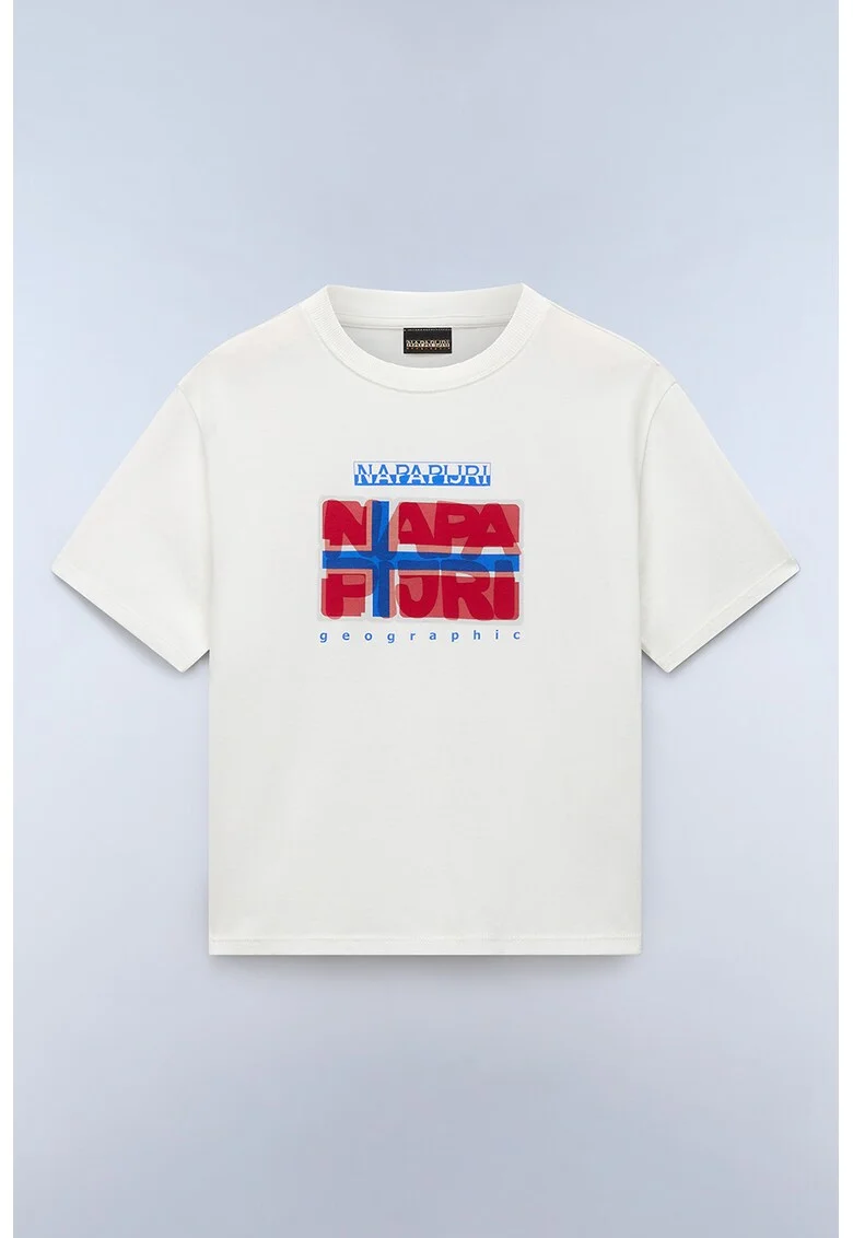 Tricou din bumbac cu deign grafic, Alb/Rosu inchis/Albastru