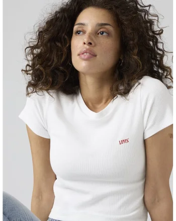 Tricou crop cu croiala cambrata, Alb optic