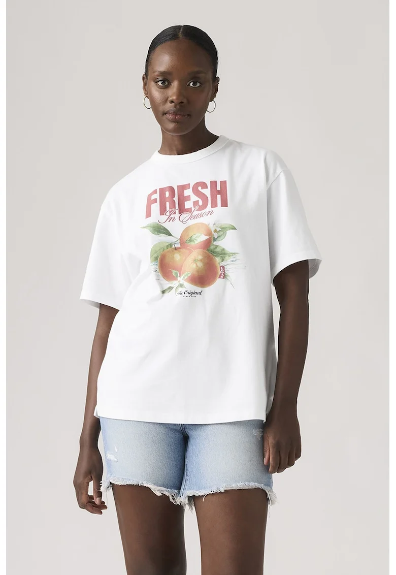 Tricou cu imprimeu grafic Tabor, Coral/Portocaliu mandarina/Alb optic