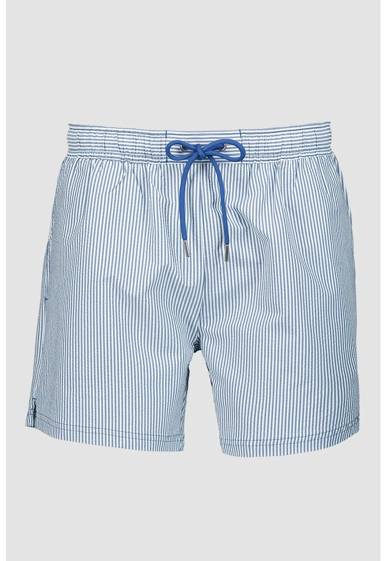 Pantaloni scurti de baie cu buzunare laterale, Alb/Albastru