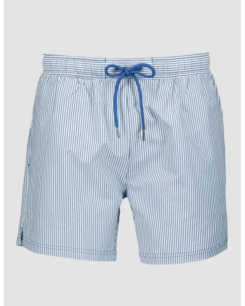 Pantaloni scurti de baie cu buzunare laterale, Alb/Albastru