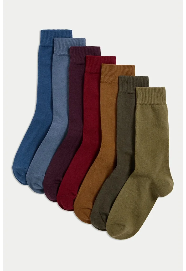 Set de sosete lungi din amestec de bumbac - 7 perechi, Multicolor