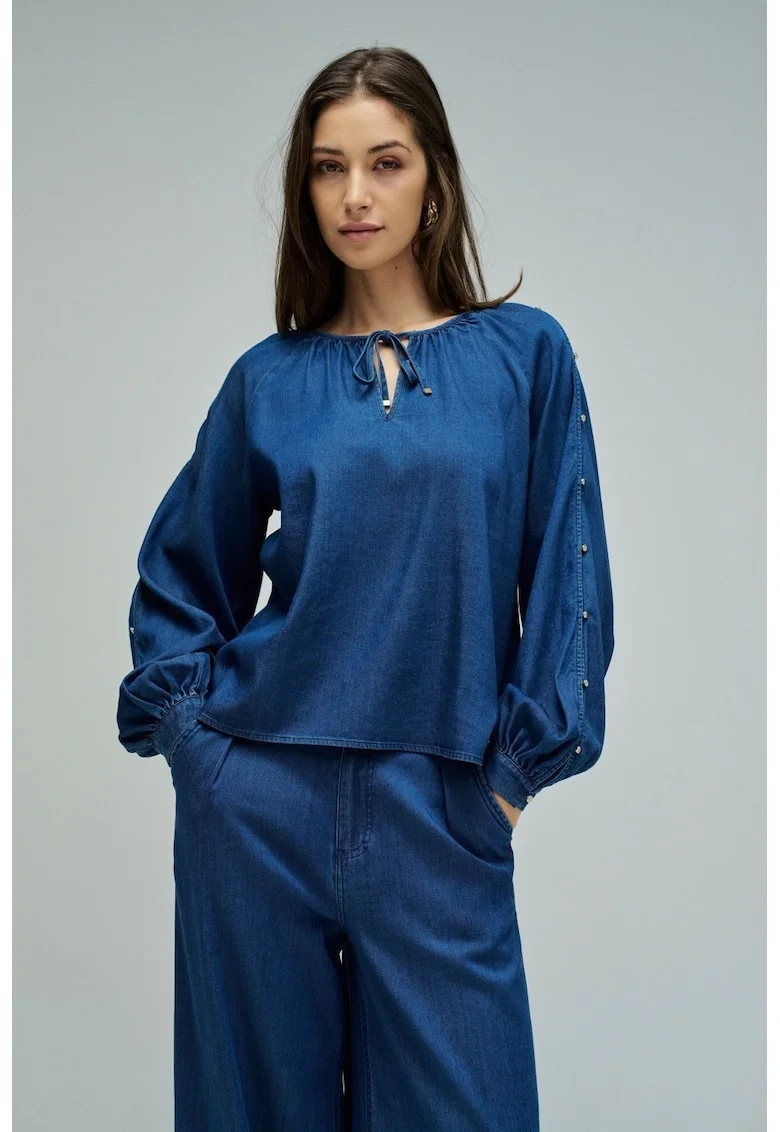 Bluza din amestec de lyocell cu maneci bufante