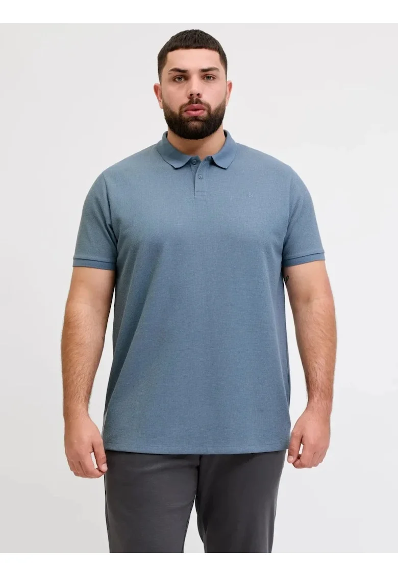 Plus Tricou polo barbati big sizes, cu logo, Regular fit, Austin, Albastru,
