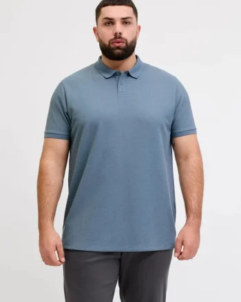 Plus Tricou polo barbati big sizes, cu logo, Regular fit, Austin, Albastru,