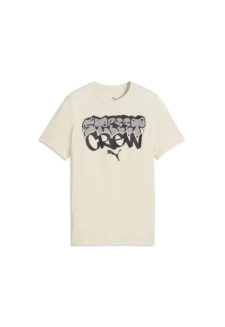 Tricou din bumbac cu imprimeu grafic, Negru/Gri deschis/Bej deschis
