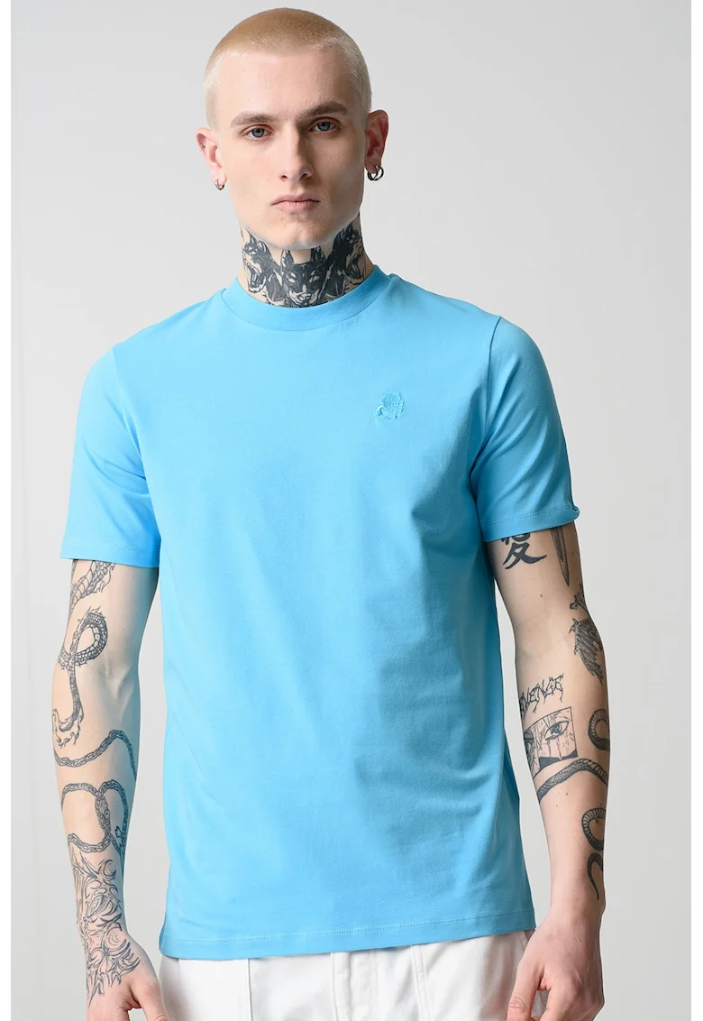 Tricou uni cu decolteu la baza gatului, Albastru deschis