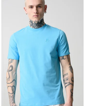 Tricou uni cu decolteu la baza gatului, Albastru deschis