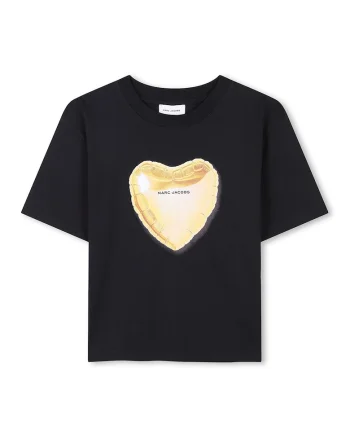 Tricou cu imprimeu grafic, Auriu/Negru stins