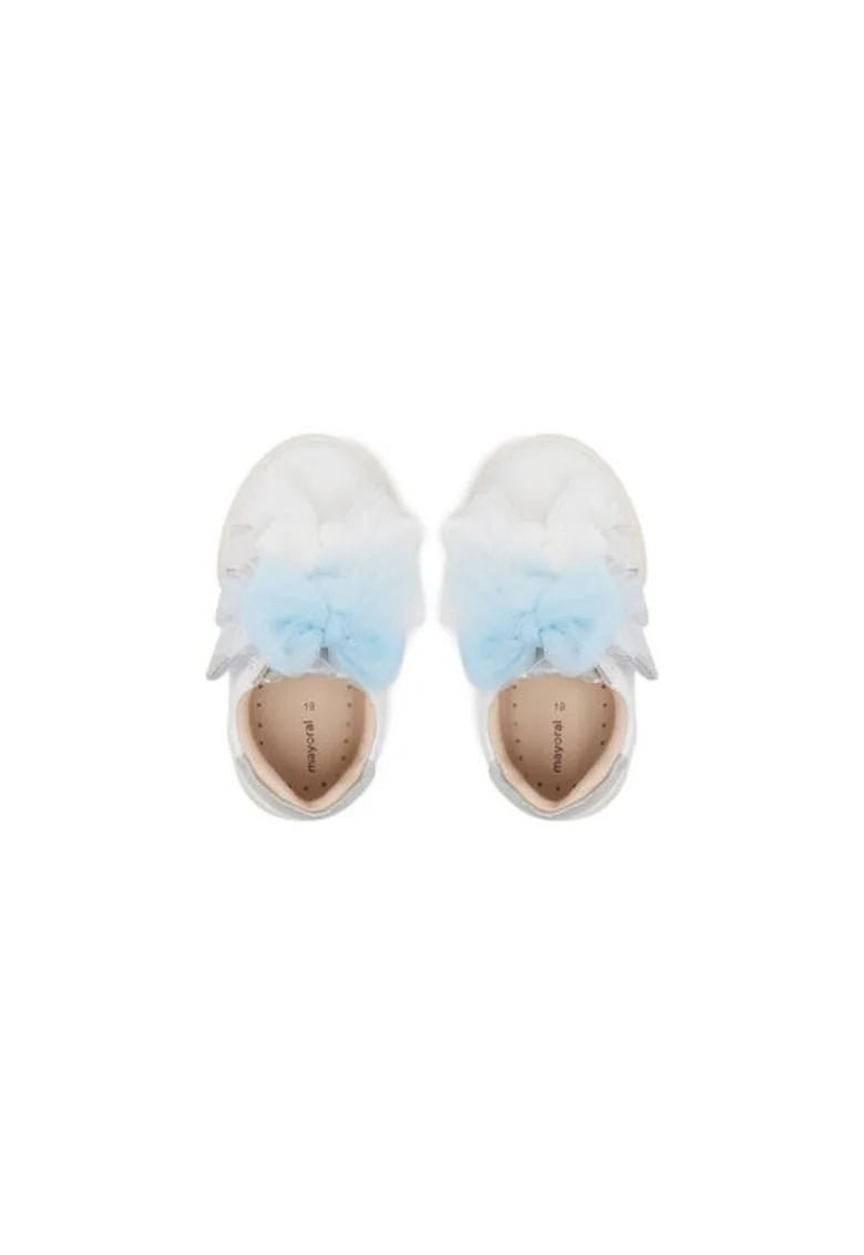 Adidasi fete  41618, Piele naturala, Alb