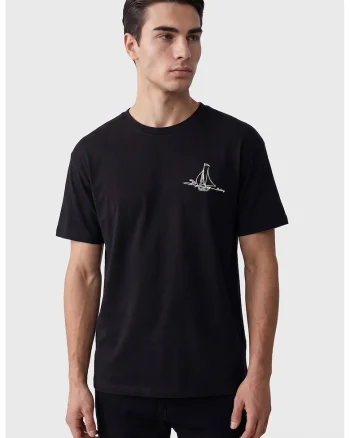 Tricou de bumbac cu imprimeu grafic, Alb/Negru