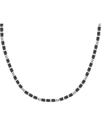Colier  SZS130, Argintiu, Negru