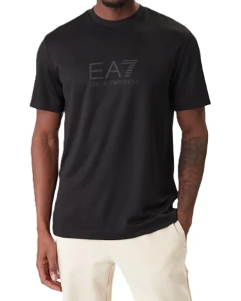 Tricou din amestec de modal cu imprimeu logo, Negru