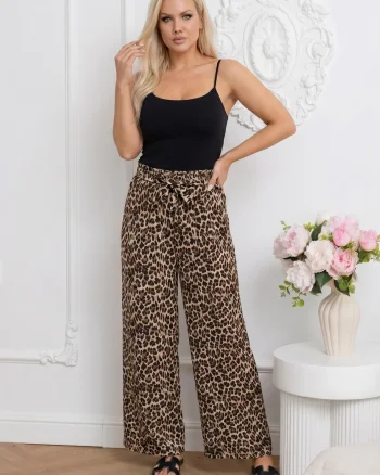 Pantaloni dama wide leg cu impri...
