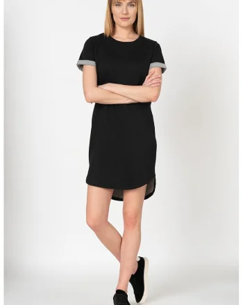 Rochie-tricou cu croiala dreapta Yivy, Negru