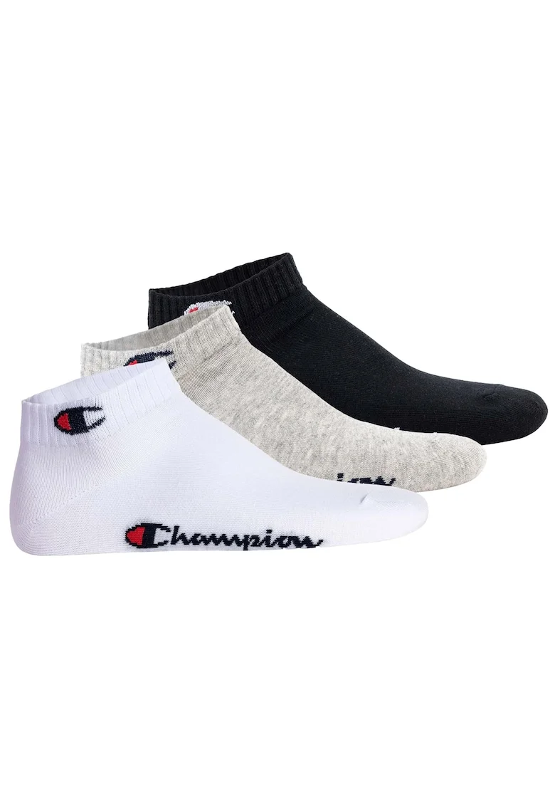 Set de sosete unisex pana la glezna - 3 perechi, Alb/Negru/Gri