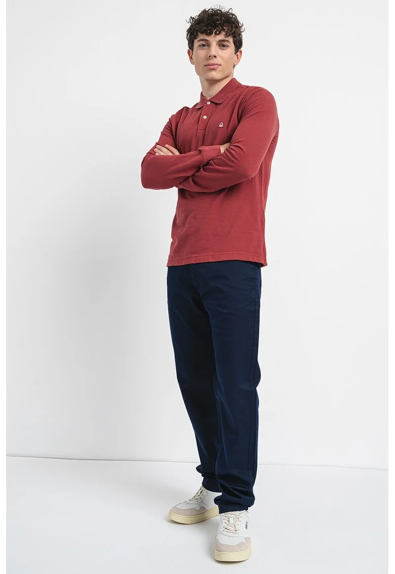 Bluza polo din material pique si bumbac, Rosu