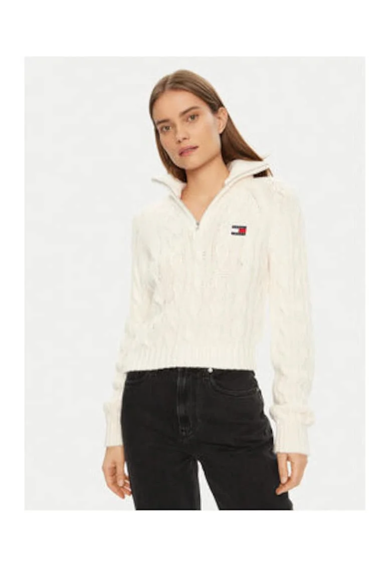 Cardigan slim fit cu fermoar din amestec de lana,
