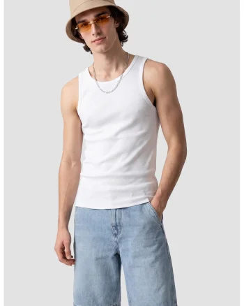 Top din amestec de bumbac cu model uni, Alb