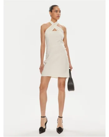 Rochie de vara,  viscoza si in, ecru,
