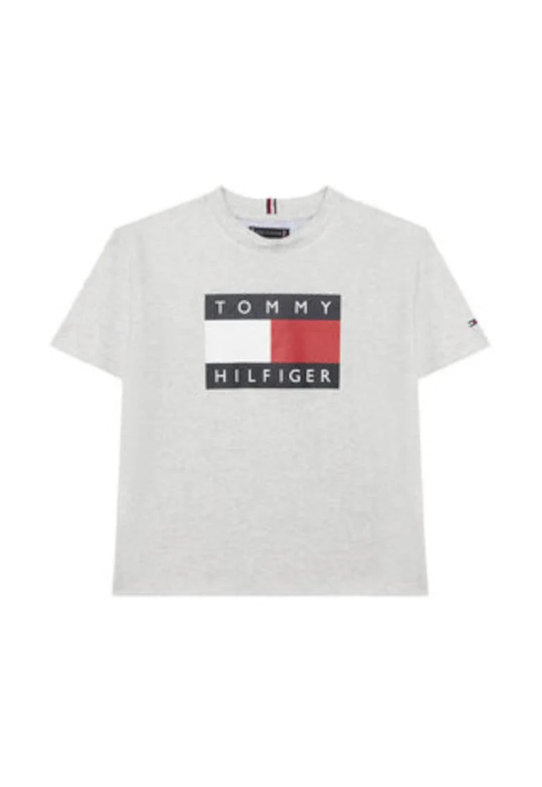 Tricou din bumbac cu logo contrastant pe partea din fata
