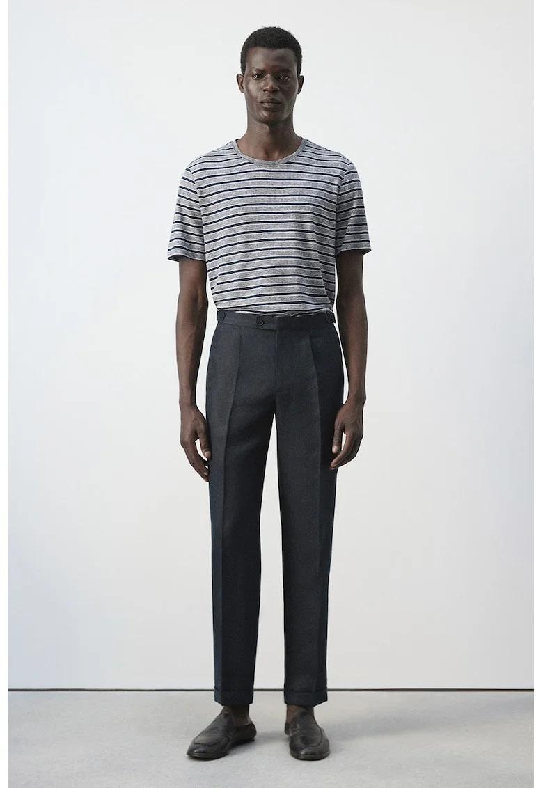 Pantaloni slim-fit din in, Albastru ultramarin