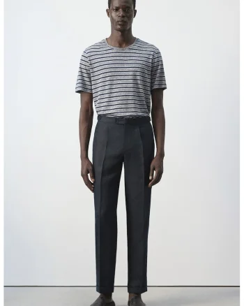 Pantaloni slim-fit din in, Albastru ultramarin