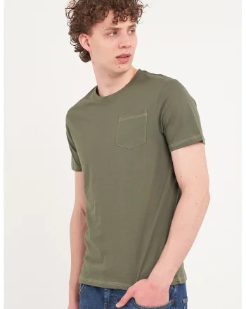 Tricou din bumbac cu model uni, Verde stins