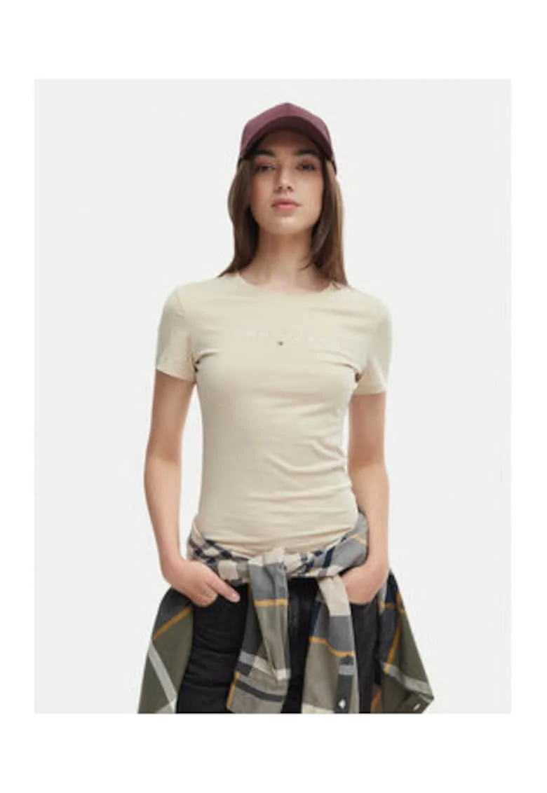 Tricou slim fit din bumbac cu decolteu rotund