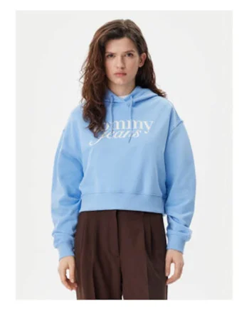 Hanorac crop cu imprimeu logo,