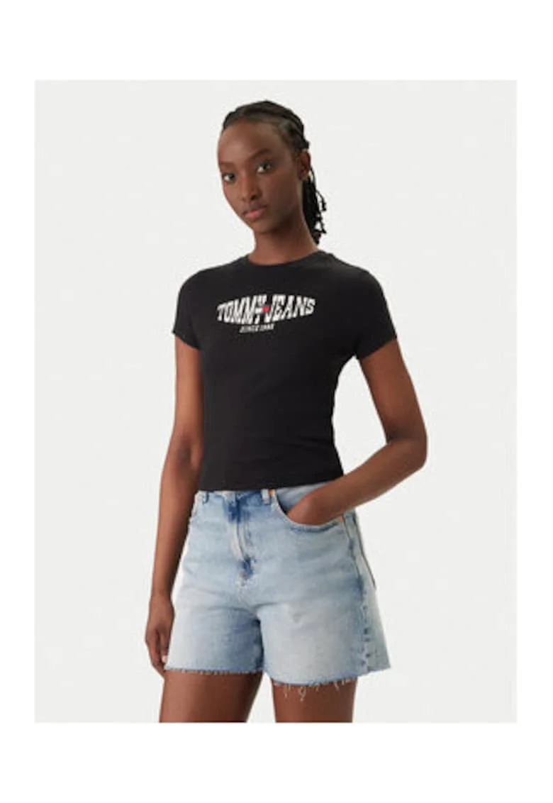 Tricou slim cu logo pe piept