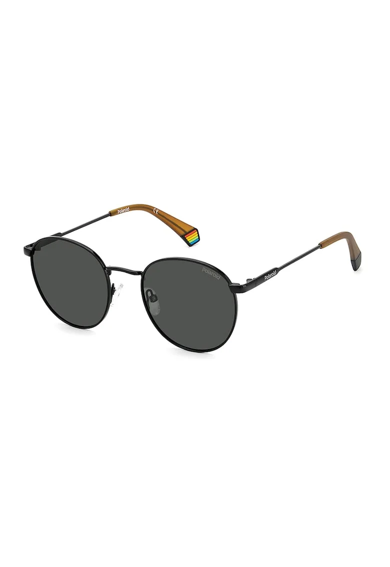 Ochelari de soare rotunzi unisex cu lentile polarizate, Negru