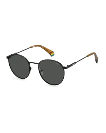 Ochelari de soare rotunzi unisex cu lentile polarizate, Negru