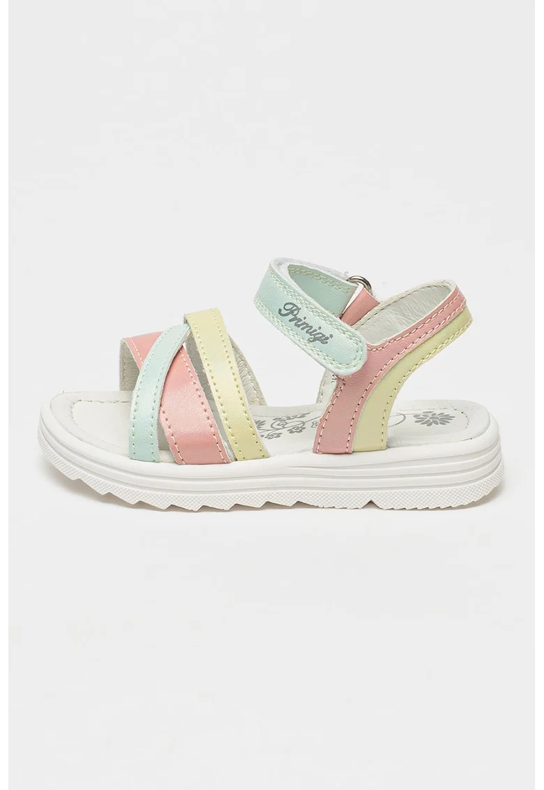Sandale flatform cu logo, Galben/Albastru glaciar/Verde deschis