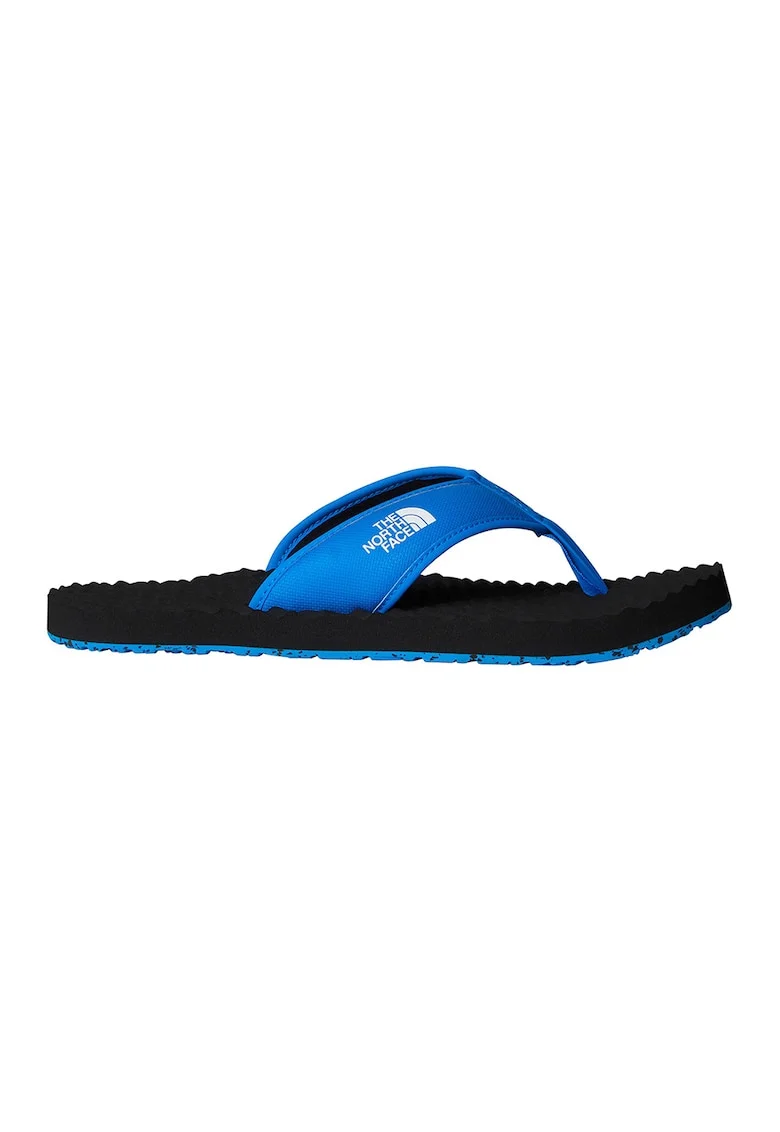 Papuci flip-flop cu imprimeu logo lateral Base Camp, Negru/Albastru royal