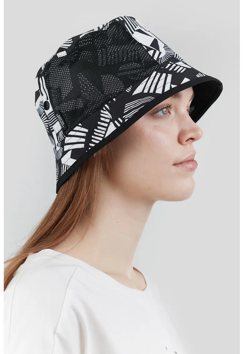 Palarie bucket reversibila, Negru/Alb murdar